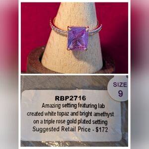 Rose Gold Ring with Amethyst and Topaz